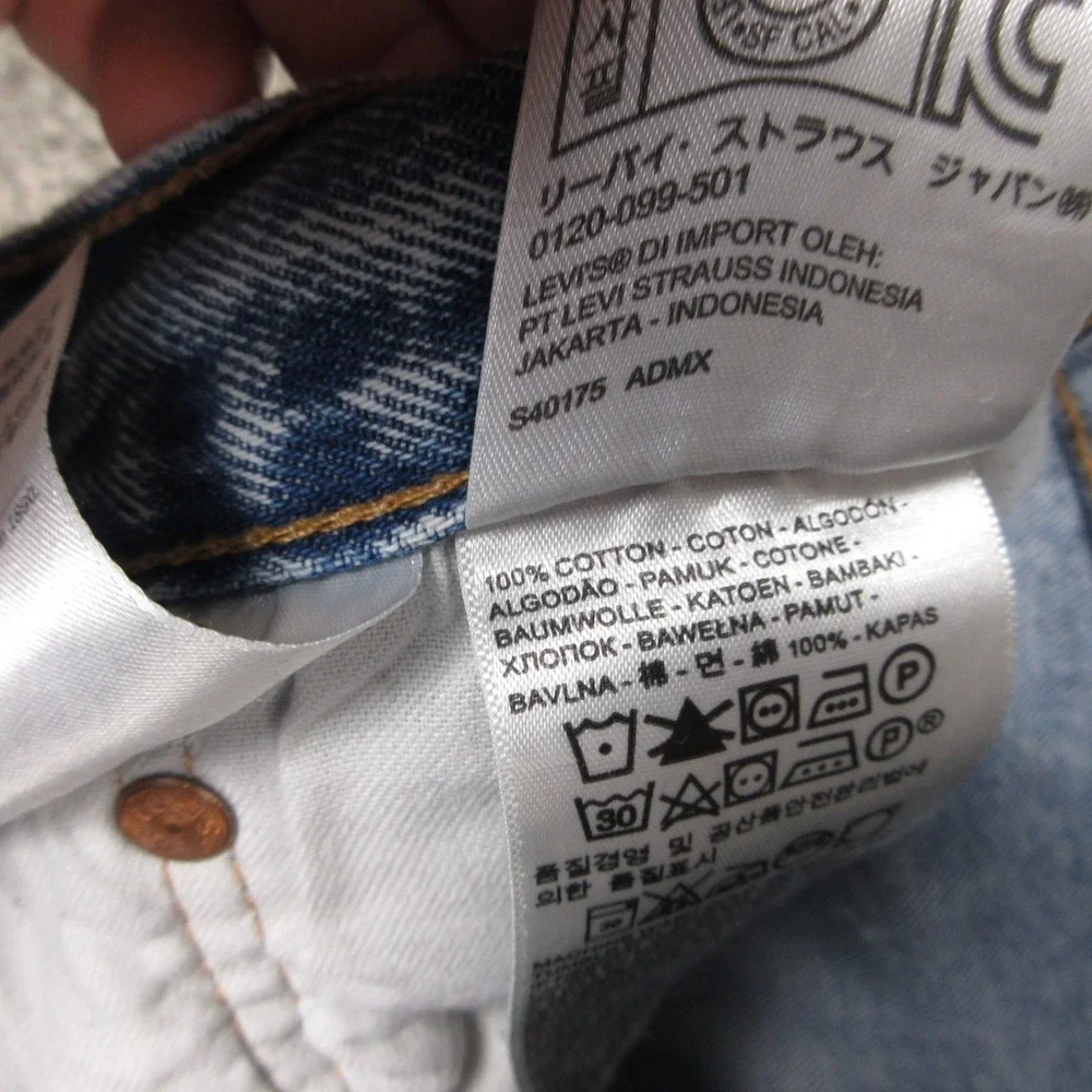Levis Jeans Mens 31x30 Blue 501 Button Fly Original Straight Acid Wash Denim